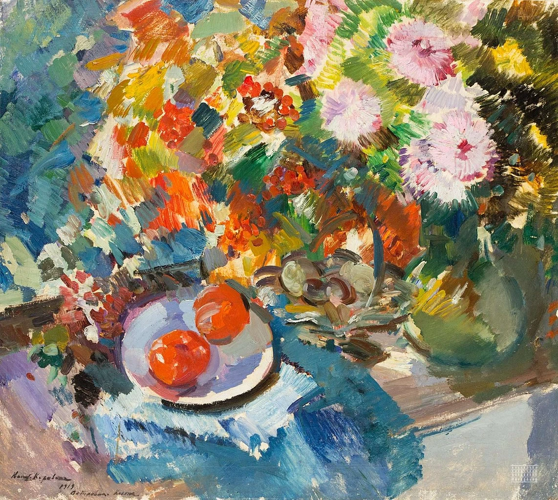 Konstantin Korovin - Aster e pomodori (1919), Mikhail Kroshitsky Sevastopol Art Museum